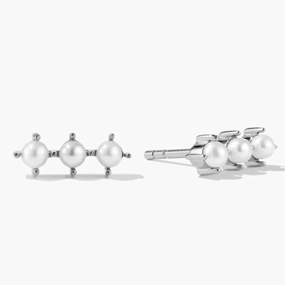 18K goud geplatte parel stud oorbellen Sterling zilver met aangepast logo