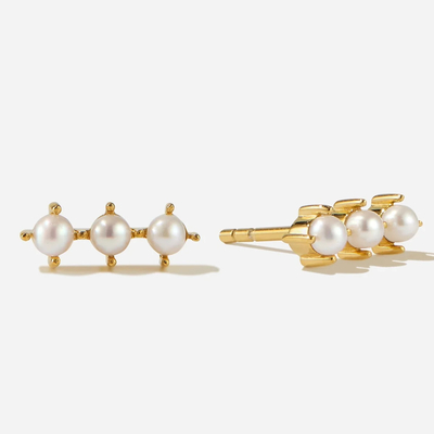 18K goud geplatte parel stud oorbellen Sterling zilver met aangepast logo
