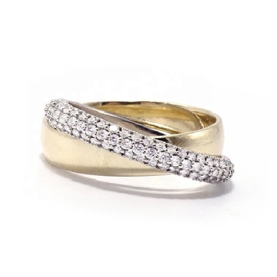 Mode Unisex rollende ringen Domed Diamond Band Wide Gold Plated Sterling Silver Rings