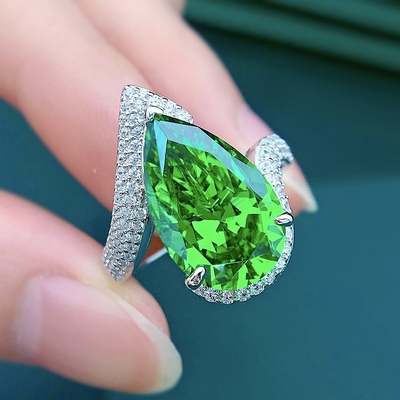 Luxe smaragd CZ diamanten ringen echt 925 sterling zilver handgemaakte sieraden voor vrouwen