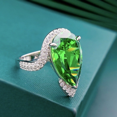 Luxe smaragd CZ diamanten ringen echt 925 sterling zilver handgemaakte sieraden voor vrouwen