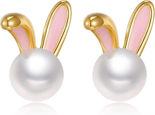Paashaas Perlen oorbellen fijne Zircon studs konijn wortel schattig juwelen cadeautjes