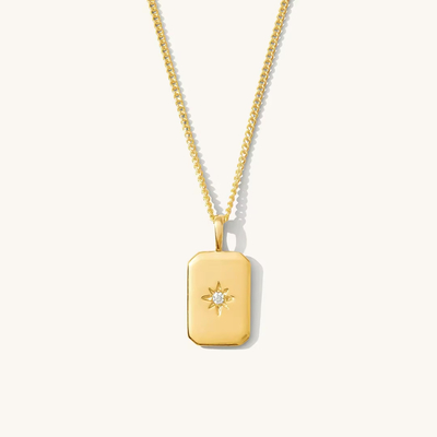 Rechthoekige kleine ster 925 Sterling zilver Goud geplatte halsketting