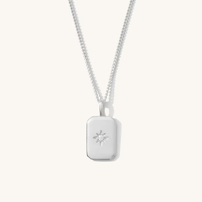 Rechthoekige kleine ster 925 Sterling zilver Goud geplatte halsketting