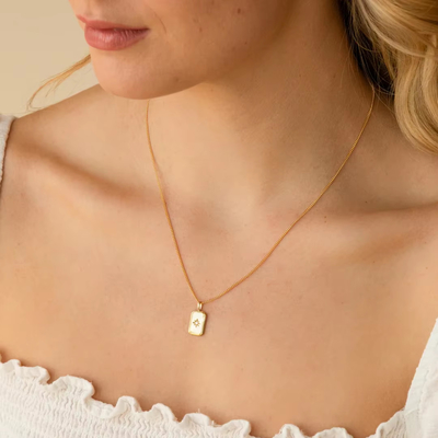 Rechthoekige kleine ster 925 Sterling zilver Goud geplatte halsketting