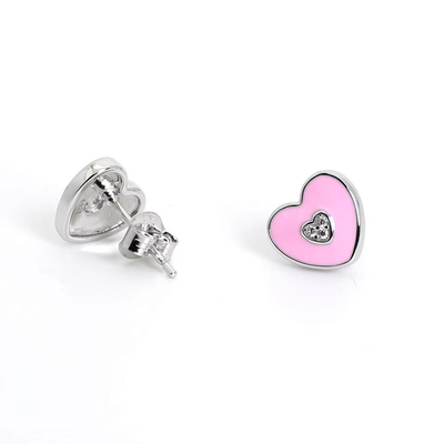 Huwelijksgelegenheid Roze hart stud oorbellen voor ketting sieraden sets