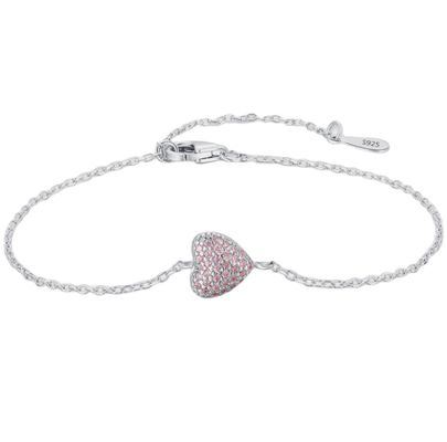 925 Sterling Zilveren Hart Armband met Zirkonia voor Vrouwen