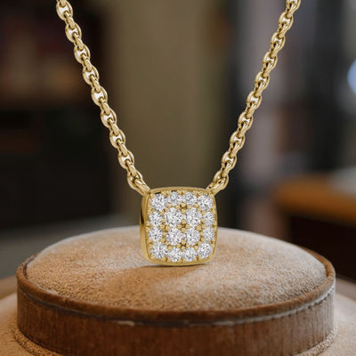 18K goud geplatte 925 Sterling zilver vierkant kubische Zirconia hanger halsketting