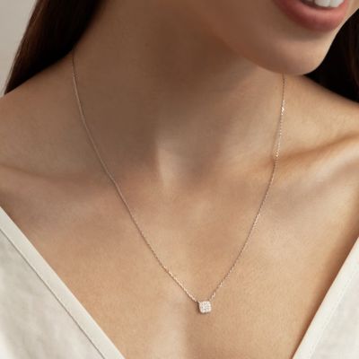 18K goud geplatte 925 Sterling zilver vierkant kubische Zirconia hanger halsketting