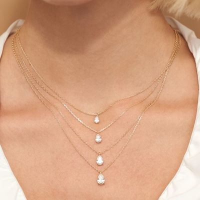 925 Sterling Zilveren Peergeslepen Zirkoon Hangerketting voor Dames