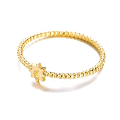 925 Sterling Silver Moon Sun Ring 18K Gold Plated Unisex Juwelen