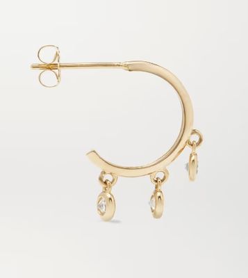 14K vergulde koperen hoop oorbellen met Zircon bezel