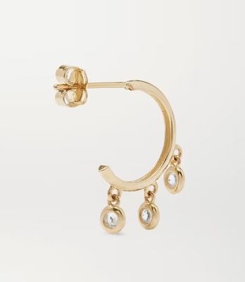 14K vergulde koperen hoop oorbellen met Zircon bezel