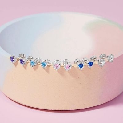 925 Sterling zilver 14K Goud geplatte hart CZ Baby Stud oorbellen