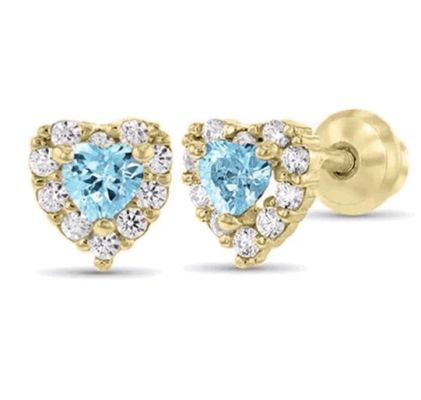 925 Sterling zilver 14K Goud geplatte hart CZ Baby Stud oorbellen