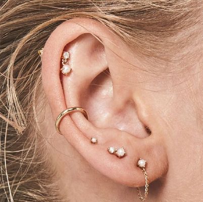 18K Gold Vermeil Freshwater White Pearl Stud Earrings in 925 Sterling Silver for Women