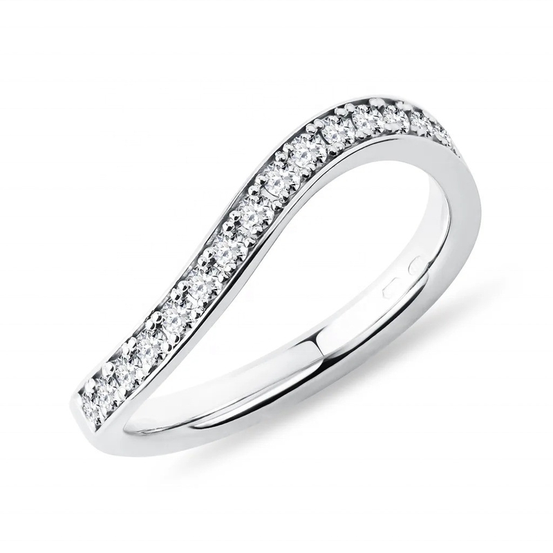 925 Sterling zilver Wit goud Diamant CZ Wave Ring voor dames Fijne sieraden OEM/ODM