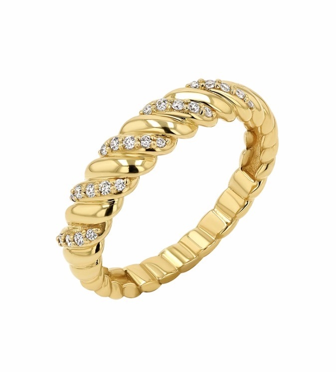 Handgemaakte Twist Classic 925 Sterling zilveren damesring Juwelen bekleed met 18K goud