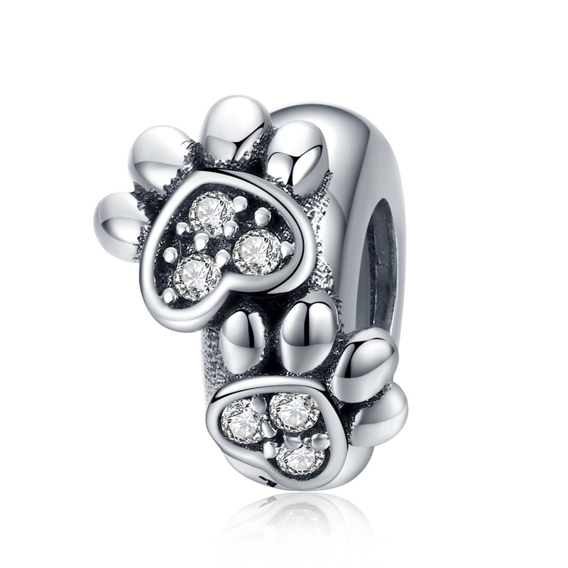 Wit kubisch zircon voetafdruk vorm kralen charme voor vrouwen 925 sterling zilver armband charmes