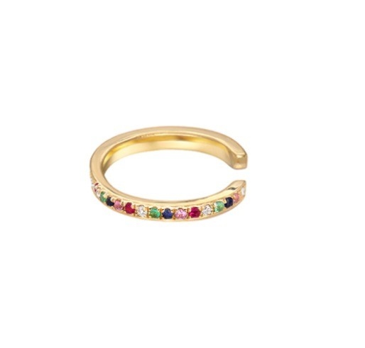Vrouwen klassieke regenboog Pave Setting Kubische Zircon 925 Sterling zilveren oormanschet sieraden
