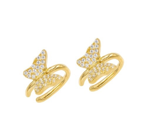 18k goud geplatte vlinder oorbel met Micron Pave Wit CZ Trendy vrouwen sieraden