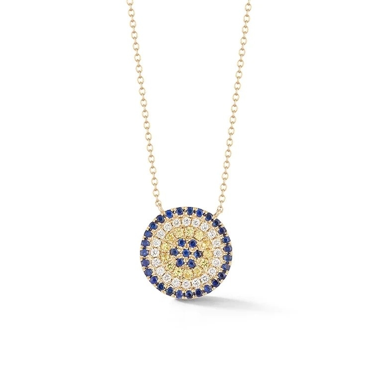 Blauw en wit CZ ketting cirkel in de vorm van 925 Sterling zilver voor meisjes' prachtige look