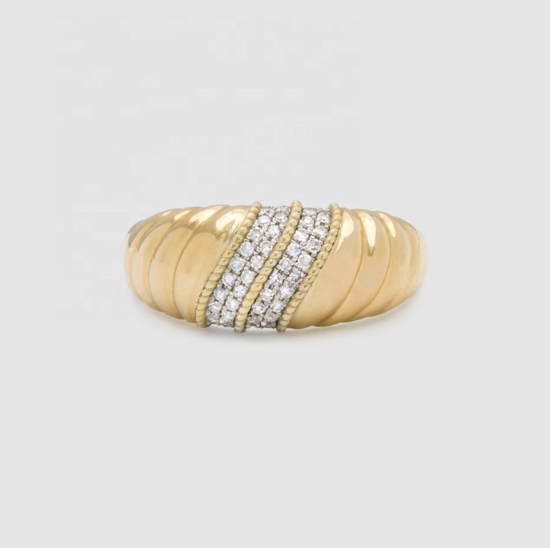 Platina Plating Ronde Briljant gesneden Diamond Dome Ring Voor vrouwen Fijne sieraden OEM / ODM