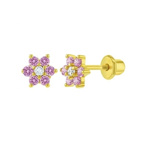 5mm 18k goud geplatte bloemen baby oorbellen perfect cadeau voor kinderen in 925 sterling zilver