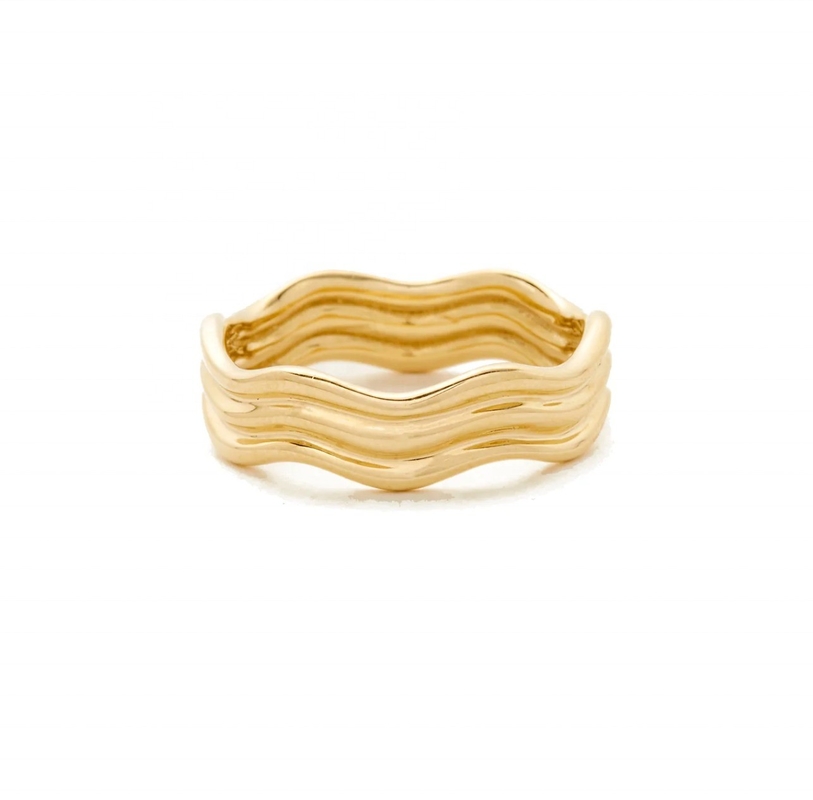Zeer gepolijst uniek ontwerp 14K gouden golf ring voor vrouwen en mannen klassieke stijl