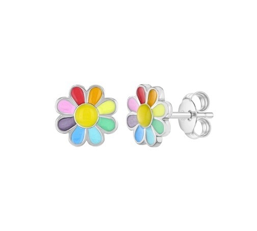 925 Sterling zilveren emalje Kleurrijke prinses Fijne bloemenhoorn voor meisjescadeautjes