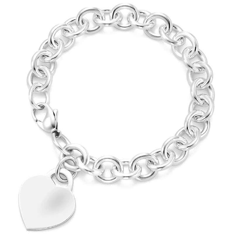 Mensen 925 Sterling zilveren hart charme grote armband voor verfijnde look 15x15mm