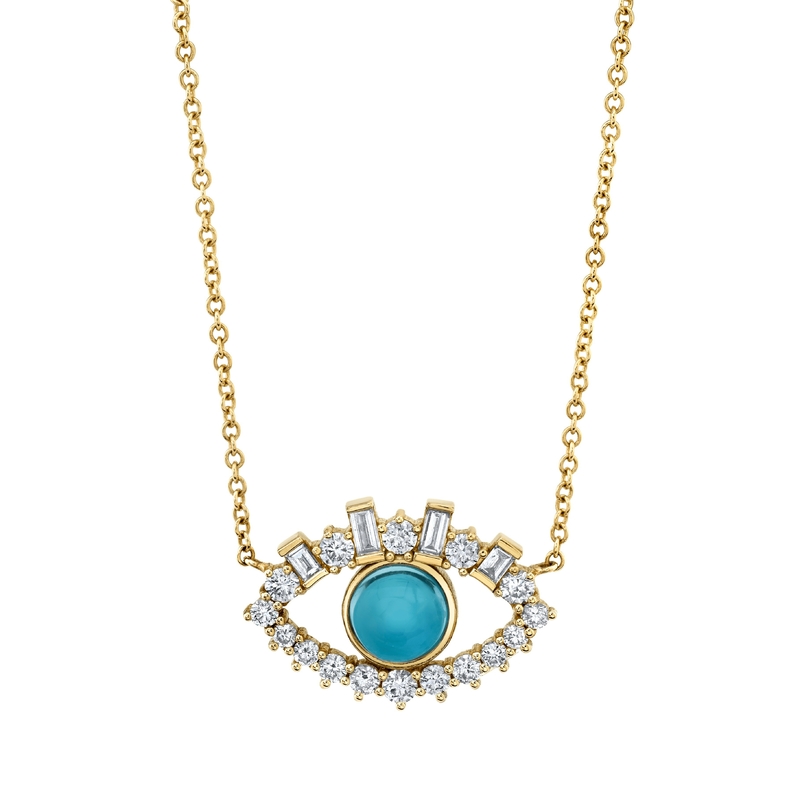 18K goud geplatte baguette kubische zircon 925 sterling zilver vrouwelijke slechte oog ketting