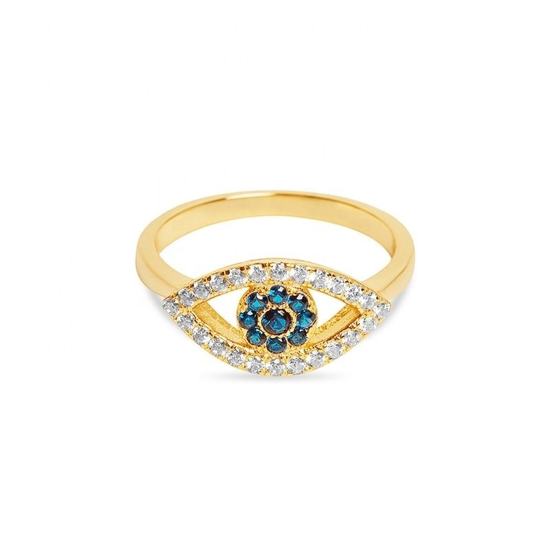 Gepersonaliseerde grootte 925 Sterling zilver gesneden Pave ingelegde oogring met 18K goud