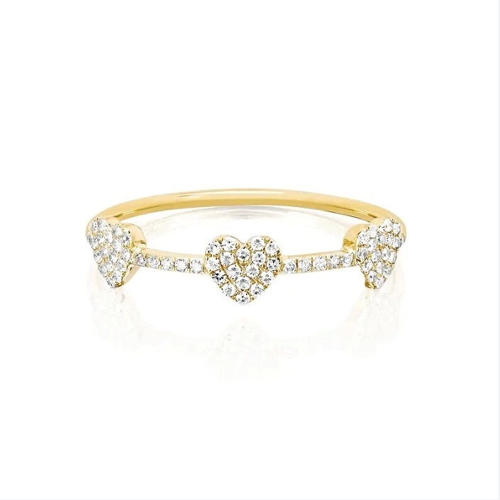 18K goud geplatte 925 Sterling zilver drie Micro Pave Heart Ring voor vrouwen en elegante