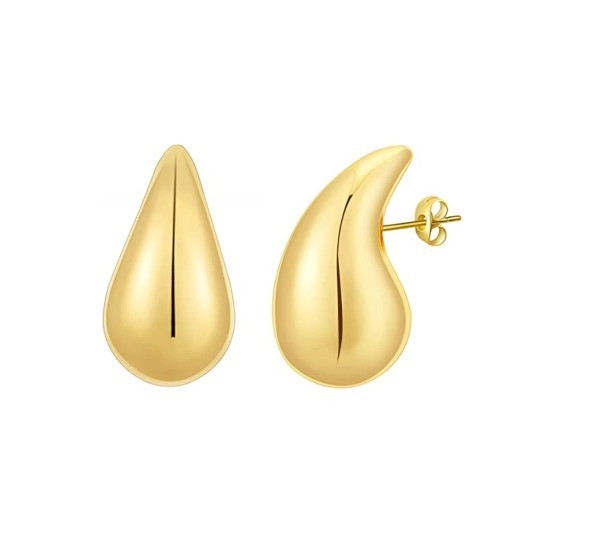 Gepersonaliseerd Logo 18K Goud Geplatte Teardrop Hollow Stud oorbel voor meisjes Juwelenfeest