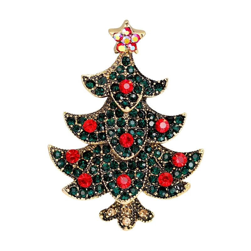 Messing Kerstboom Broche Pin OEM Vintage Art Kerstboom Pin