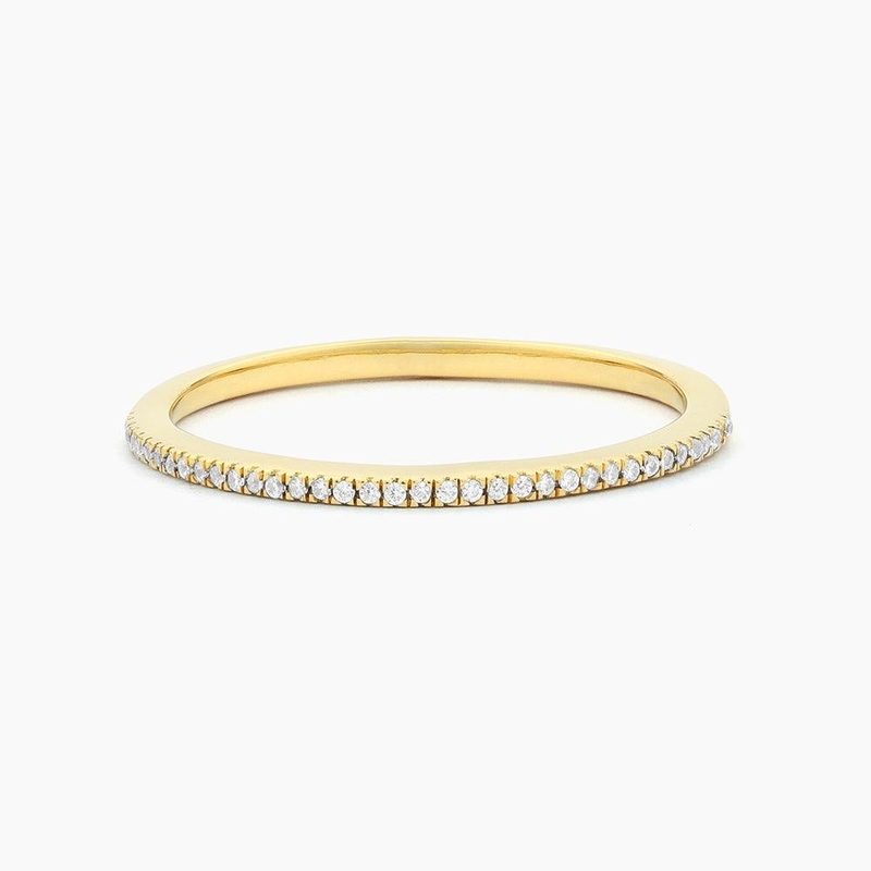 Hot Item 18K goud geplatte halve eeuwigheid stapelbare 925 Sterling zilver vrouwen band ring