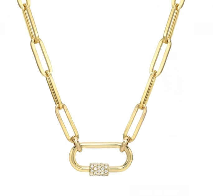 18K goud geplatte grote papieren clip 925 Sterling zilver ovale ketting ketting ketting met OEM