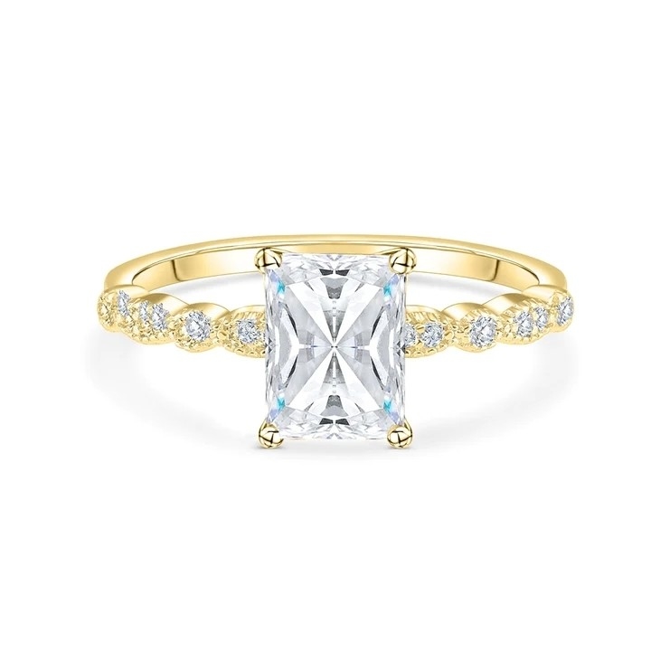 Vintage handgemaakte 18K goud baguette gesneden steen verlovingsring Vintage stijl voor vrouwen