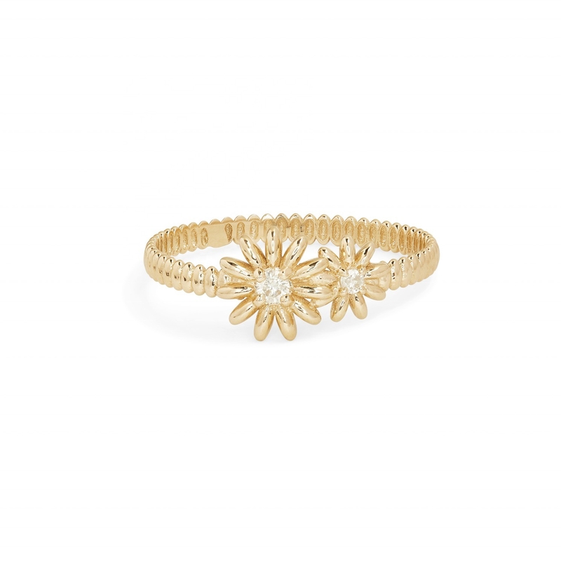 Mode Goudgeplatte 925 Sterling zilver Daisy CZ Ring Vrouwen elegantie accessoire