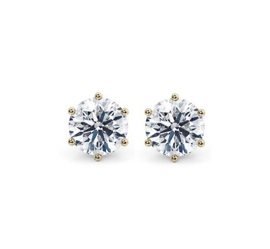 Zes klauwen witte CZ stud oorbellen 925 Sterling zilver 18K kubische Zirconia stud oorbellen
