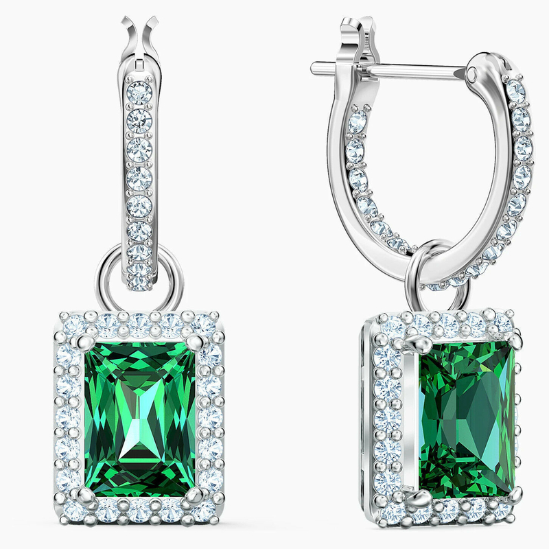 Groene CZ Diamant 925 Sterling zilver klassieke luxe hoop oorbellen voor dames mode