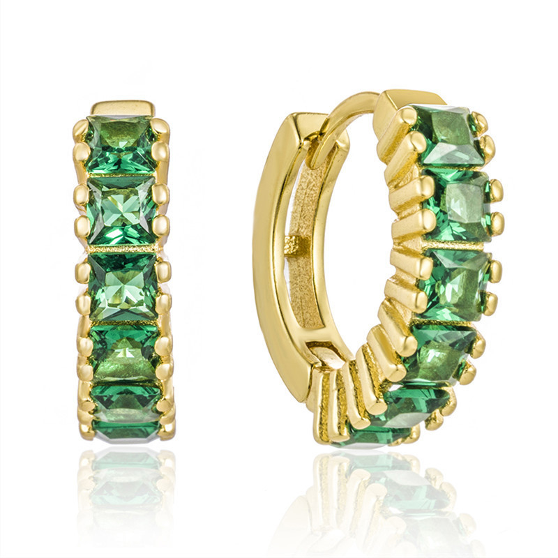 925 Sterling Silver Princess Groen CZ Diamanten oorbellen voor vrouwen