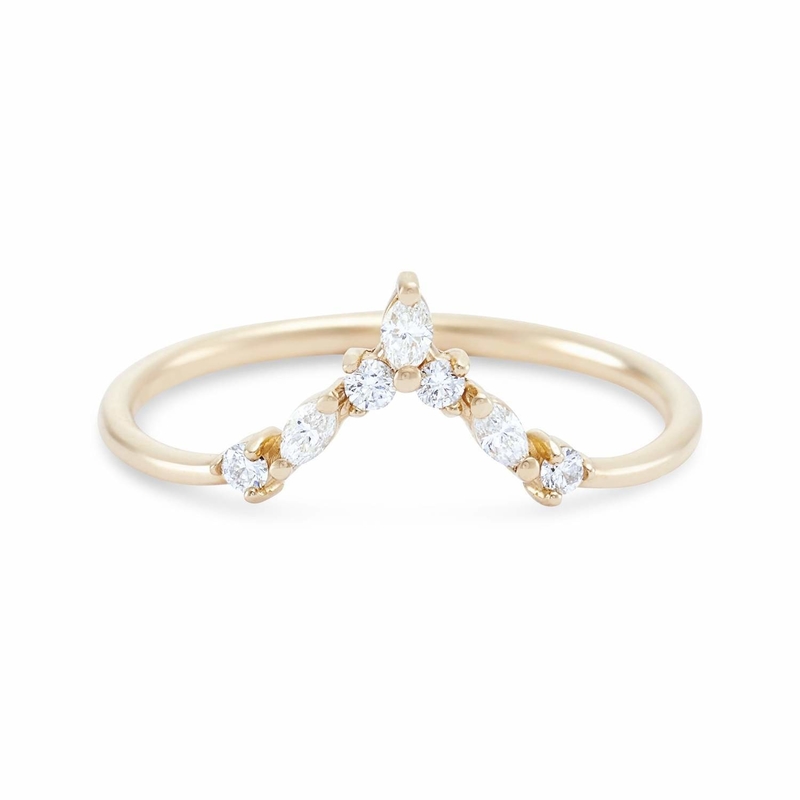 V-vormige stapelringen met rond en markise wit CZ in 925 sterling zilver