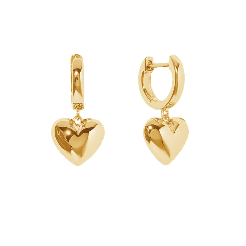 Luxe Hart Dangle Goud geplatte Hoop Oorbellen Sterling zilver 925 Juwelen voor vrouwen