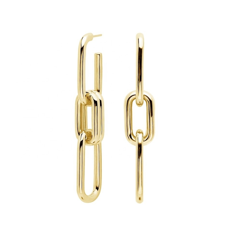 Goud geplatte zilveren gepersonaliseerde logo lange ketting drop oorbellen voor vrouwen winkelen