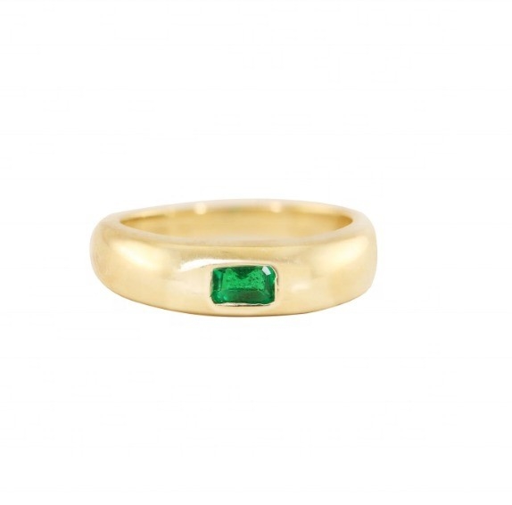 Juwelen Tipe Ringen Vintage 18K Goudgeplatte Smaragd Baguette Dome Edelsteen Ringen Voor Vrouwen