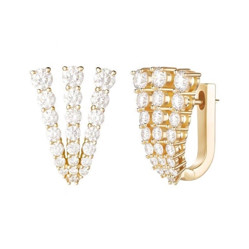 18K goud geplatte 925 Sterling zilver Pave CZ vrouwen Huggie oorbellen CLASSIC stijl