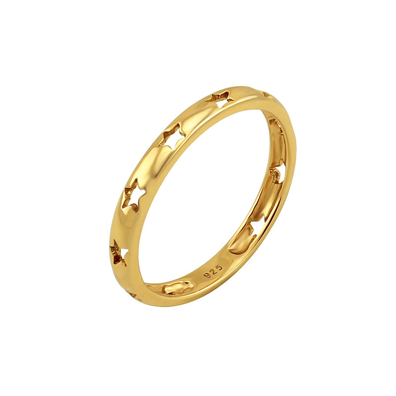 Trendy Style Star Hollow Eternity Band Ringen in 925 zilver Juwelen met 18K goud