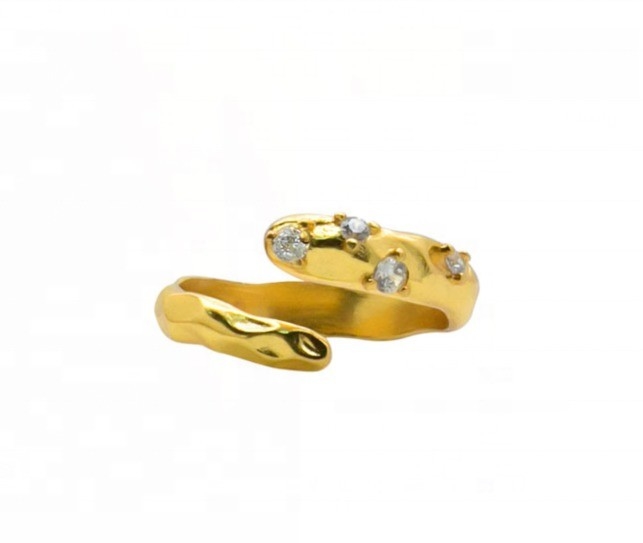Grootte 4-10 CZ Stone Ring 18K Gold Open Snake 925 Sterling Silver Dieren Ringen